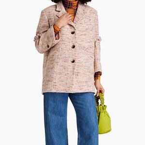 Ganni Blush Tweed Jacket with Button Detail